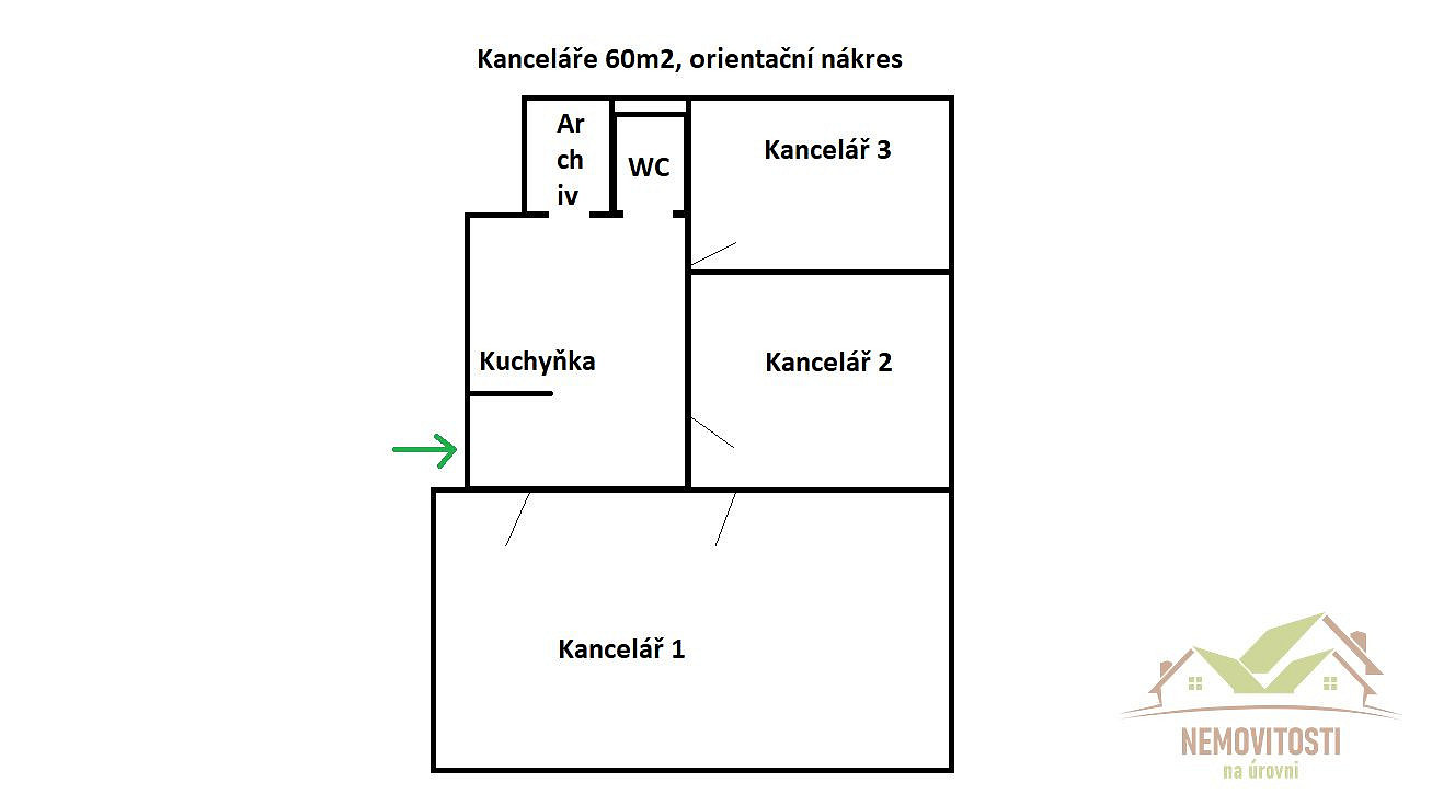 Pronájem kanceláře 60 m² – fotografie 3