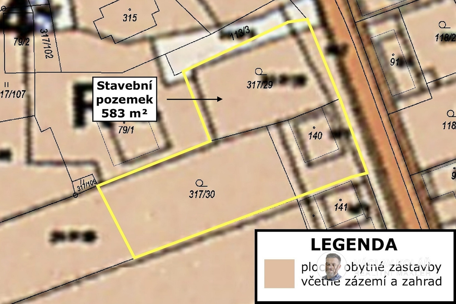 Stavební pozemek Cerekvice – pohled 2