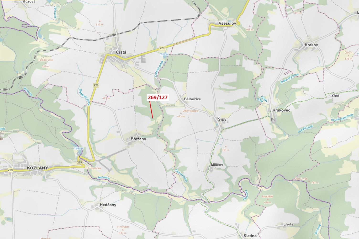 Dražba lesa 186 m², Břežany