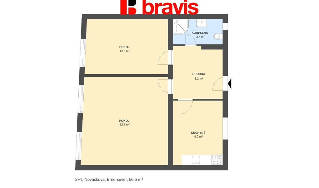 Pronájem bytu 2+1 56 m², Brno – náhled fotky 5