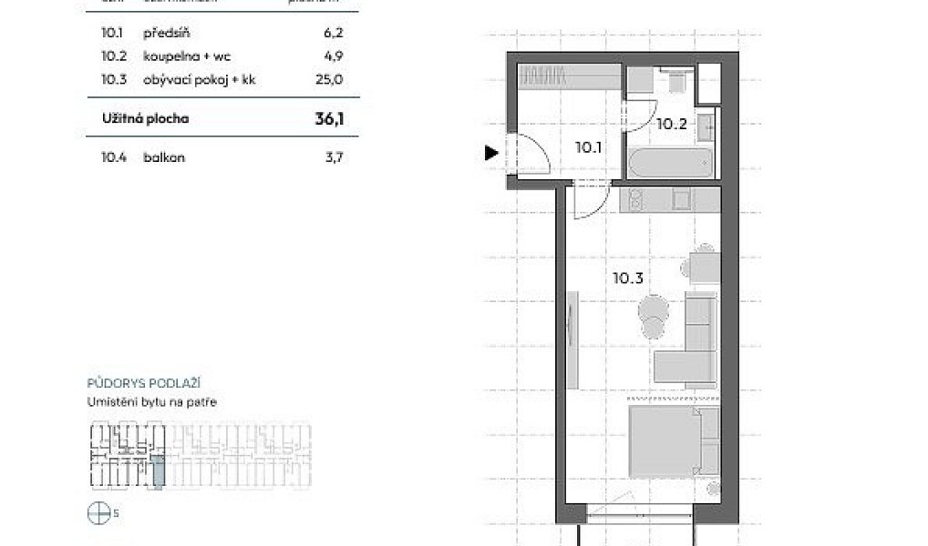 Prodej bytu 1+kk 35 m², Blansko – náhled fotky 3