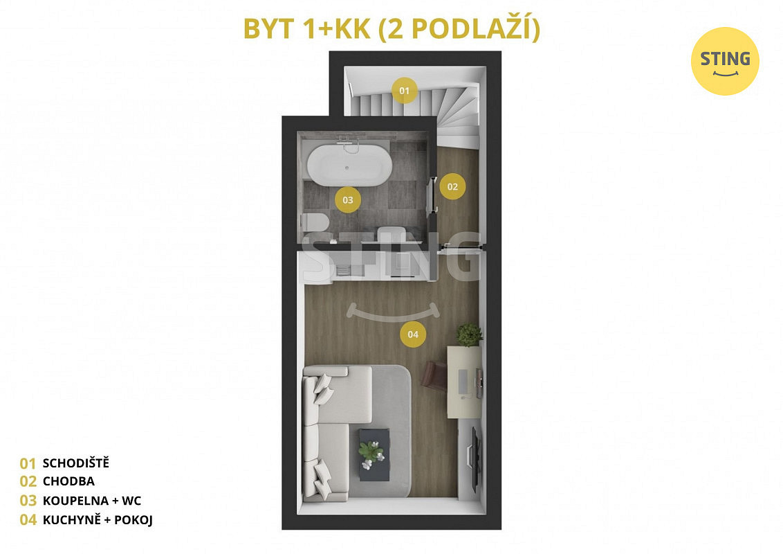 Pronájem bytu 1+kk 47 m² – fotografie 2