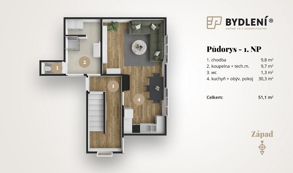 Prodej domu 99 m² s pozemkem 524 m², Kladruby – náhled fotky 4