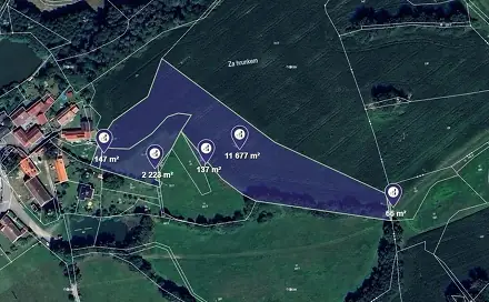Prodej pole 11 585 m², Hrazany, okres Písek