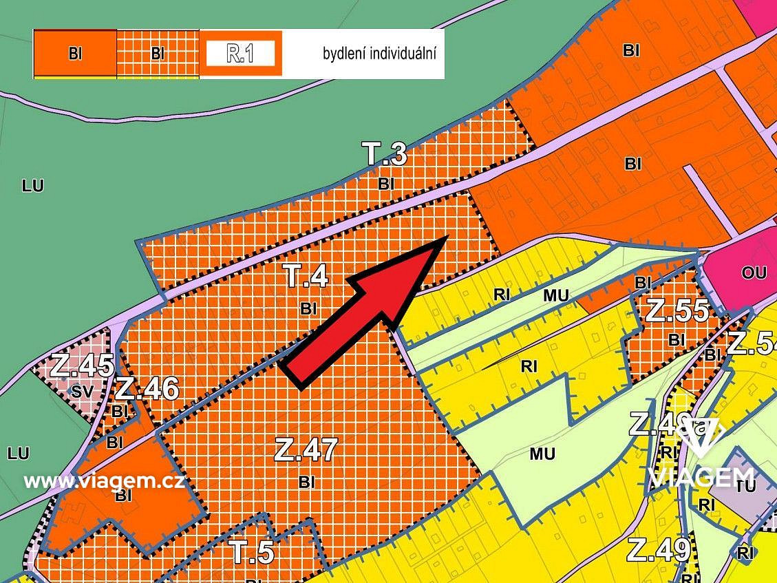 Prodej stavebního pozemku 735 m² – pohled 2