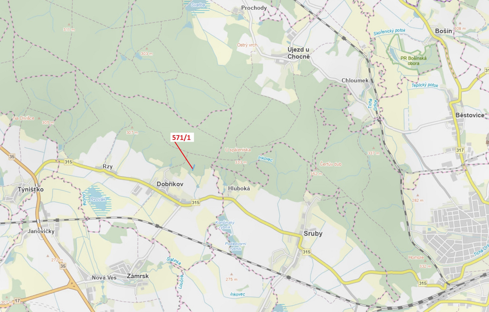 Dražba lesa 2 332 m²