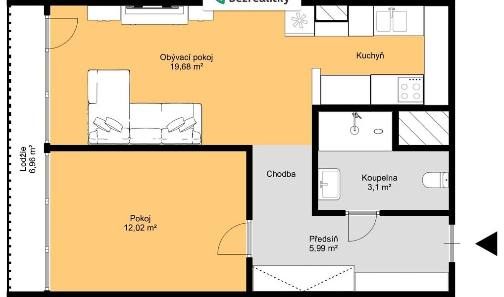 Prodej bytu 2+kk 41 m², Praha – náhled fotky 6
