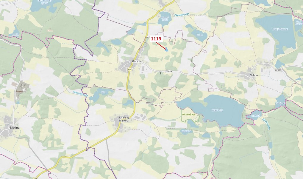 Dražba pozemku, 3469 m², Strakonice, Kadov