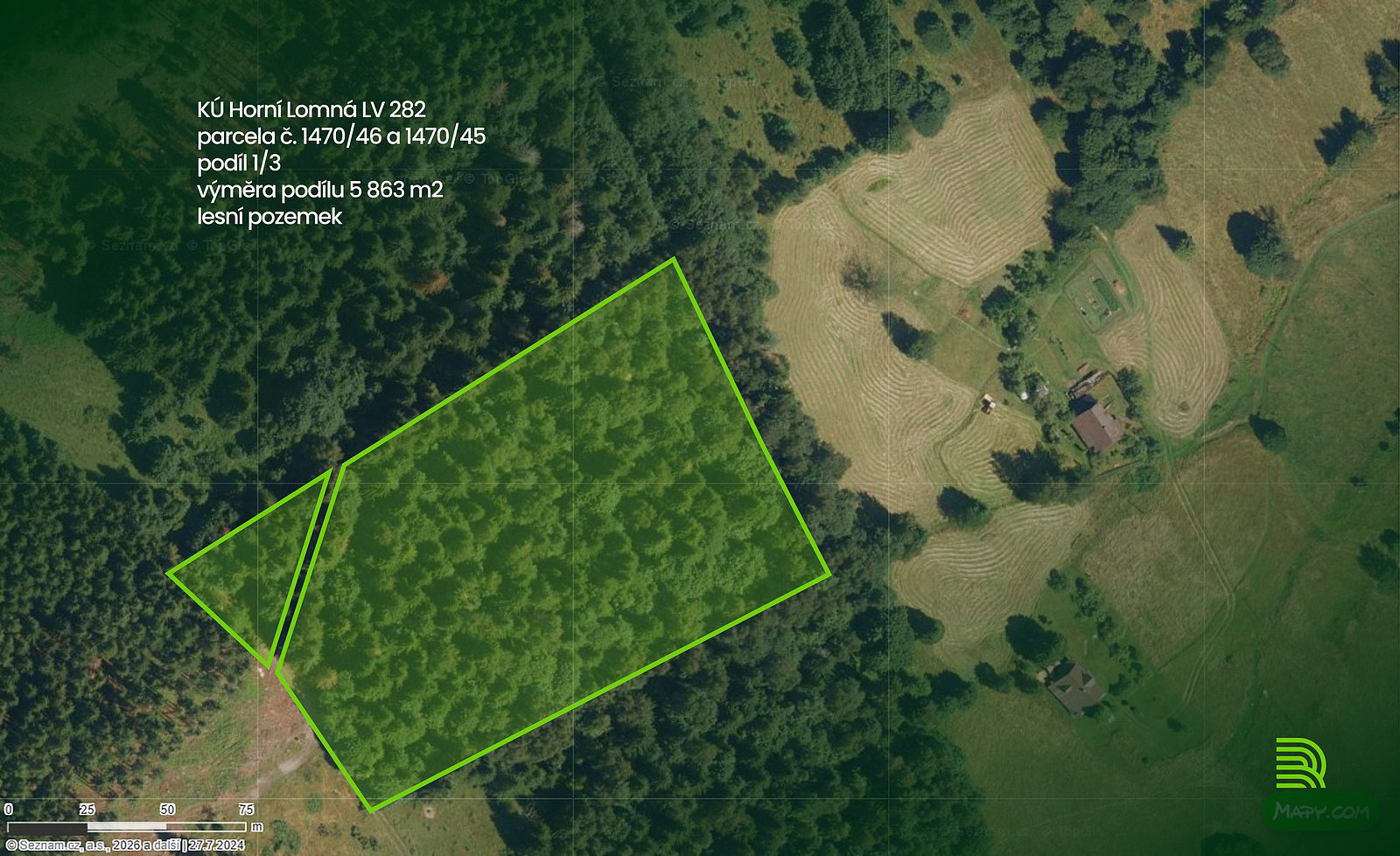 Prodej lesa 5 863 m²