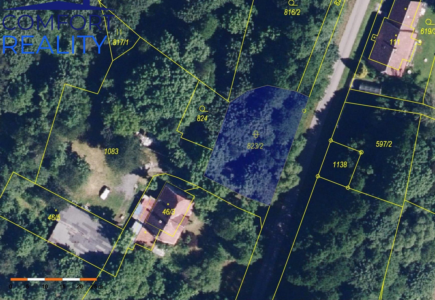 Prodej stavebního pozemku 637 m² – pohled 3