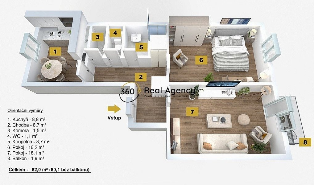 Prodej bytu 2+1 62 m², Praha – náhled fotky 3