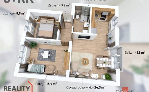 Prodej bytu 3+1 65 m², Na Výsluní, Velké Meziříčí, okres Žďár nad Sázavou