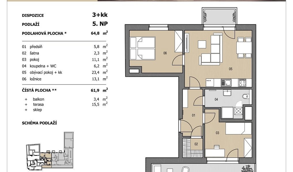 Prodej bytu 3+kk 62 m², Brno – náhled fotky 3