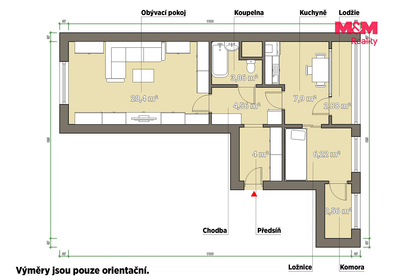 Pronájem bytu 2+1 48 m² – fotografie 4