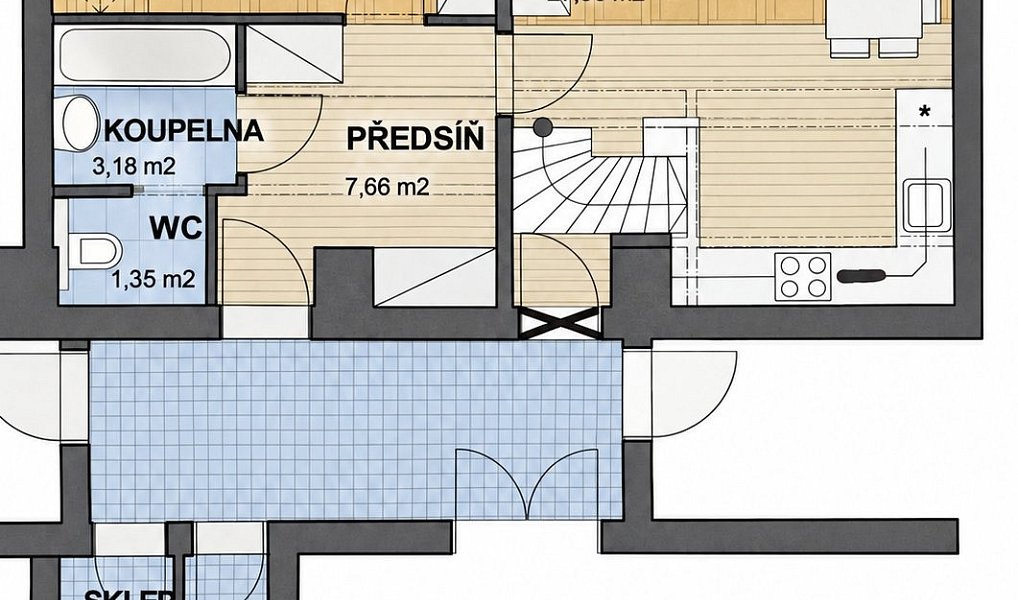 Pronájem bytu 2+kk 56 m², Praha – náhled fotky 7