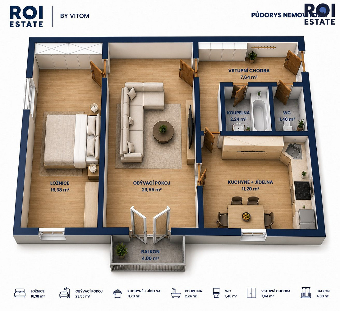 Prodej bytu 2+1 66 m² – fotografie 3
