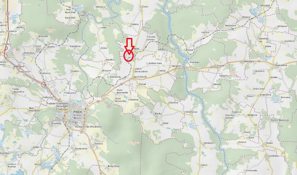 Prodej lesa 1 891 m², Vlastec – fotka 1 z 4