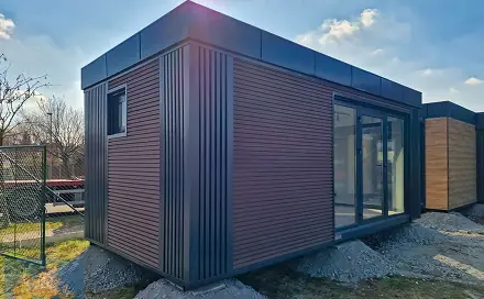 Modulový prefabrikovaný zateplený víceúčelový domek, Keltská, Zbuzany, okres Praha-západ