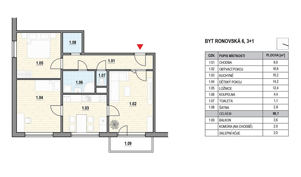 Prodej bytu 3+1 70 m², Adamov – náhled fotky 3