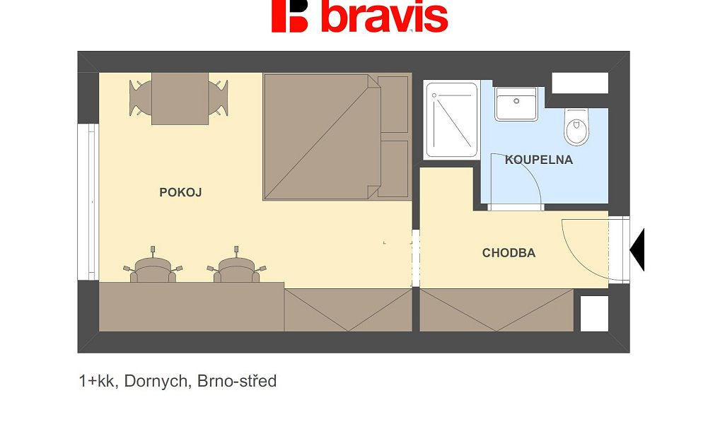 Pronájem bytu 1+kk 24 m², Brno – náhled fotky 4
