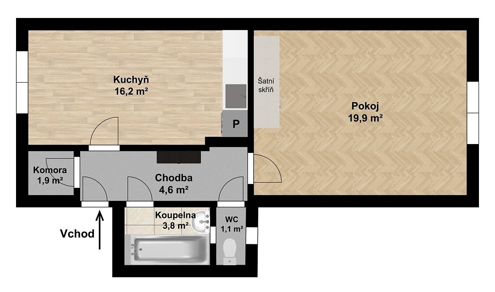 Pronájem bytu 1+1 47 m², Praha – náhled fotky 3