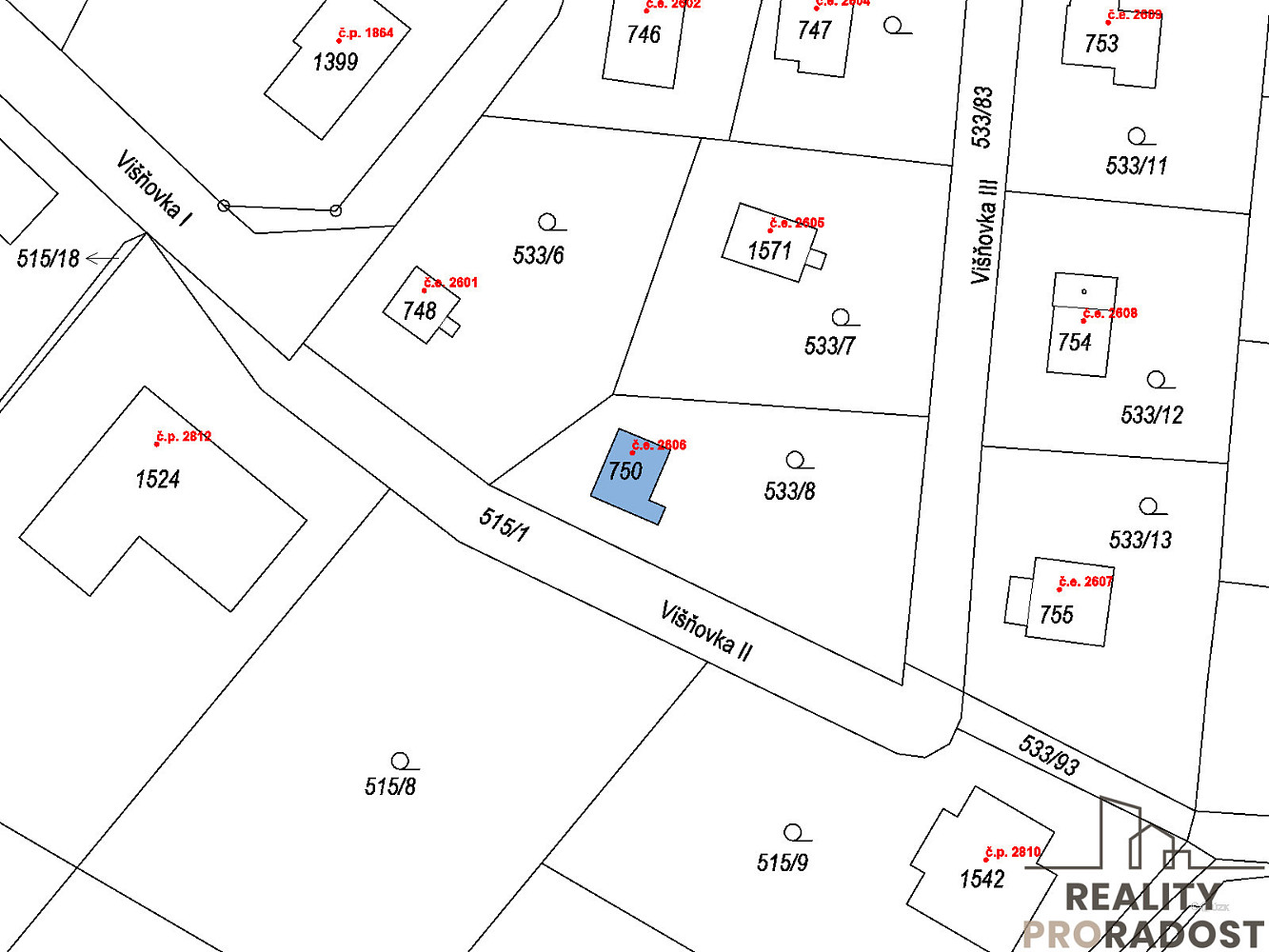 Prodej stavebního pozemku 602 m²