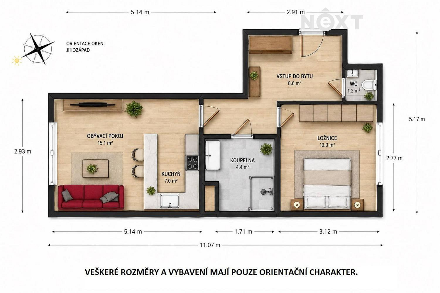 Pronájem bytu 2+kk 40 m² – fotografie 2
