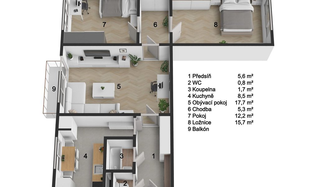 Prodej bytu 3+1 73 m², Vsetín – náhled fotky 2
