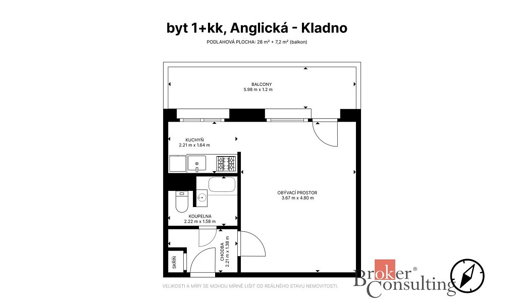 Prodej bytu 1+kk 26 m², Kladno – náhled fotky 10