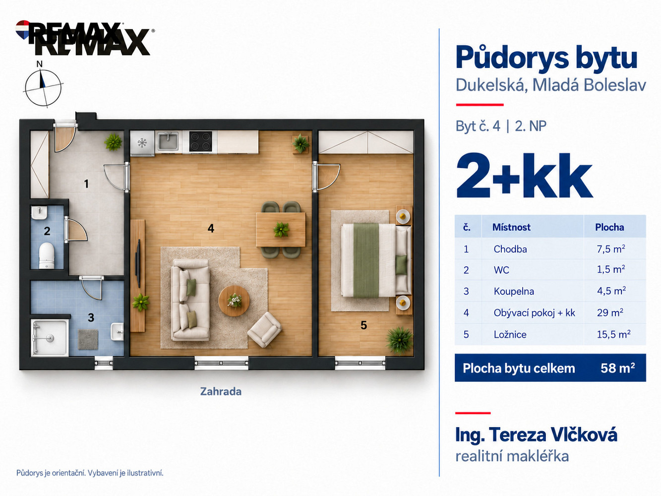 Pronájem bytu 2+kk 58 m² – fotografie 4