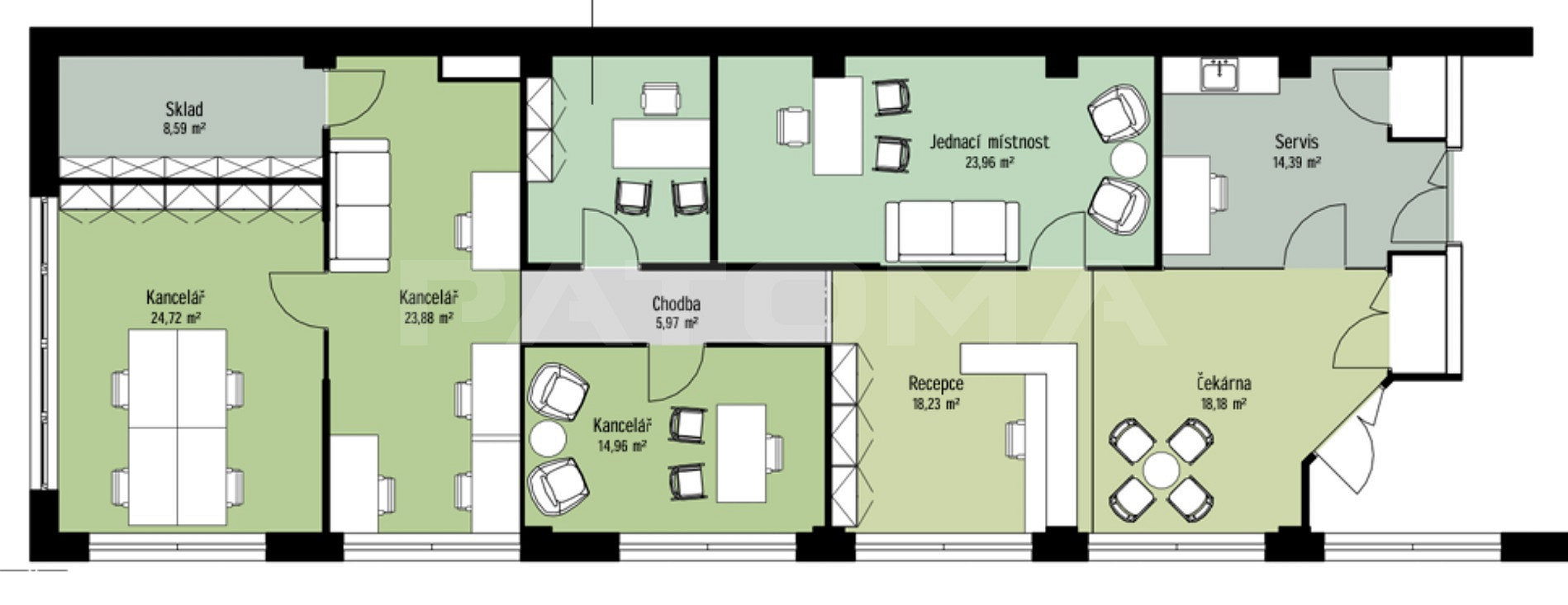 Pronájem kanceláře 195 m² – fotografie 3
