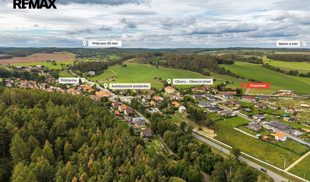 Prodej stavebního pozemku 1 183 m², Obory – náhled fotky 11