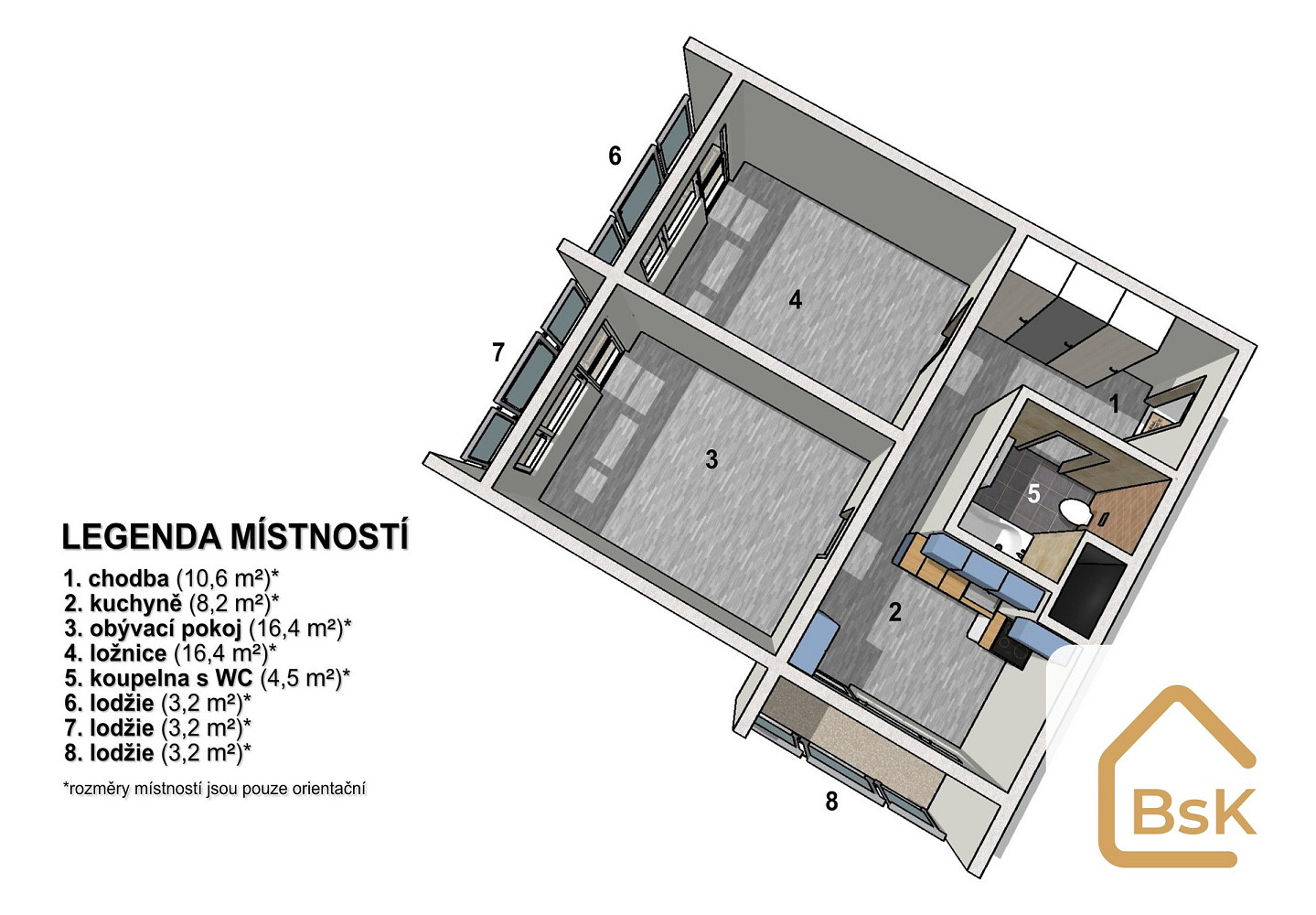 Pronájem bytu 2+1 58 m² — photo 3