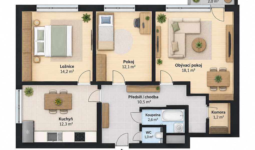 Prodej bytu 3+1 79 m², Karlovy Vary – náhled fotky 5