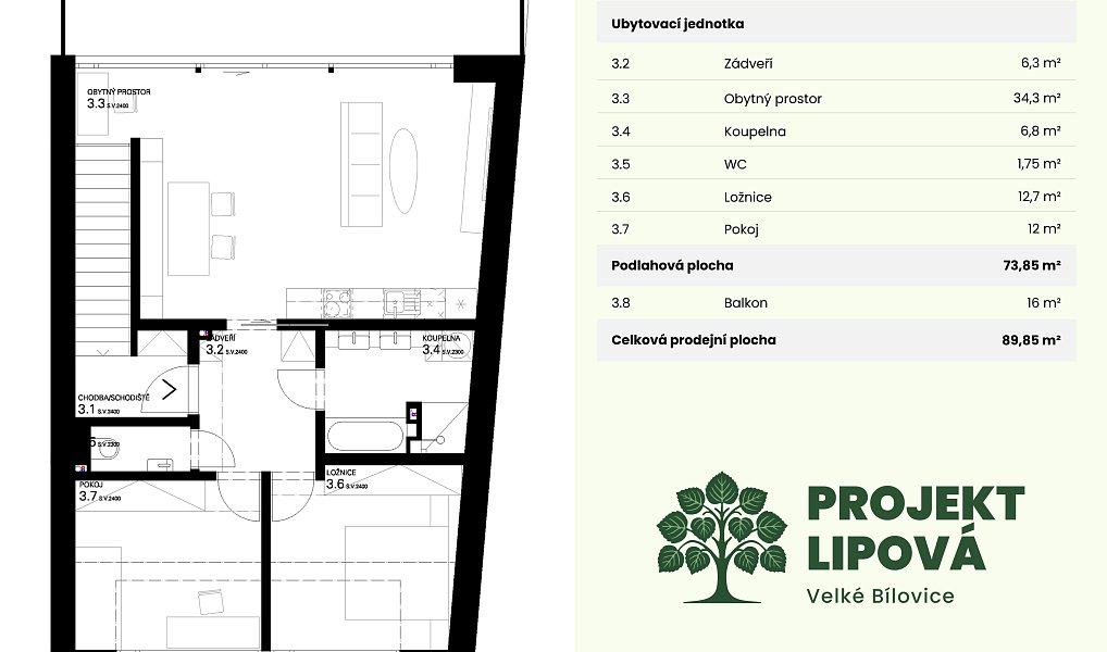 Prodej bytu 3+kk 74 m², Velké Bílovice – náhled fotky 8