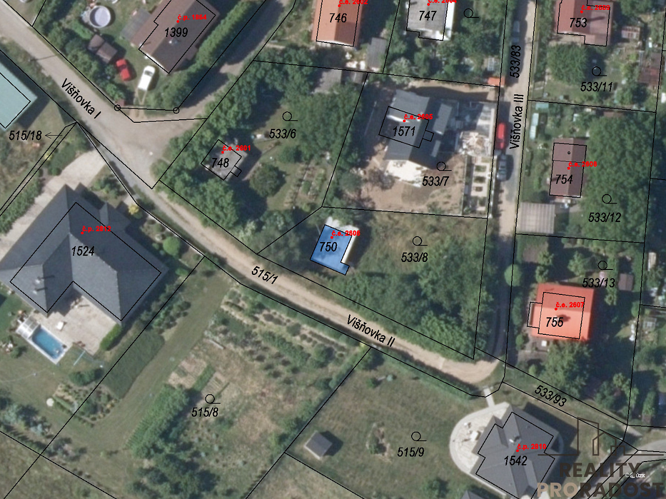 Prodej stavebního pozemku 602 m² – fotografie 3