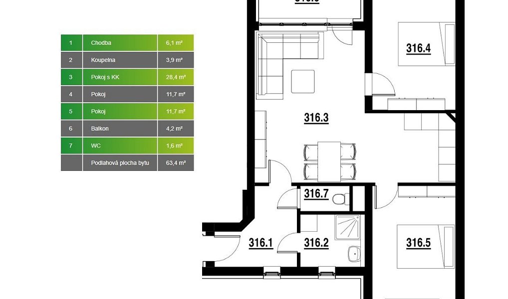 Prodej bytu 3+kk 63 m², Hranice – náhled fotky 2