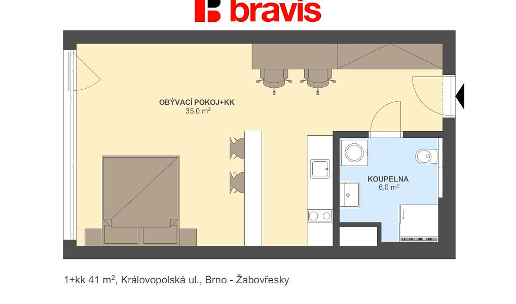 Pronájem bytu 1+kk 40 m², Brno – náhled fotky 4