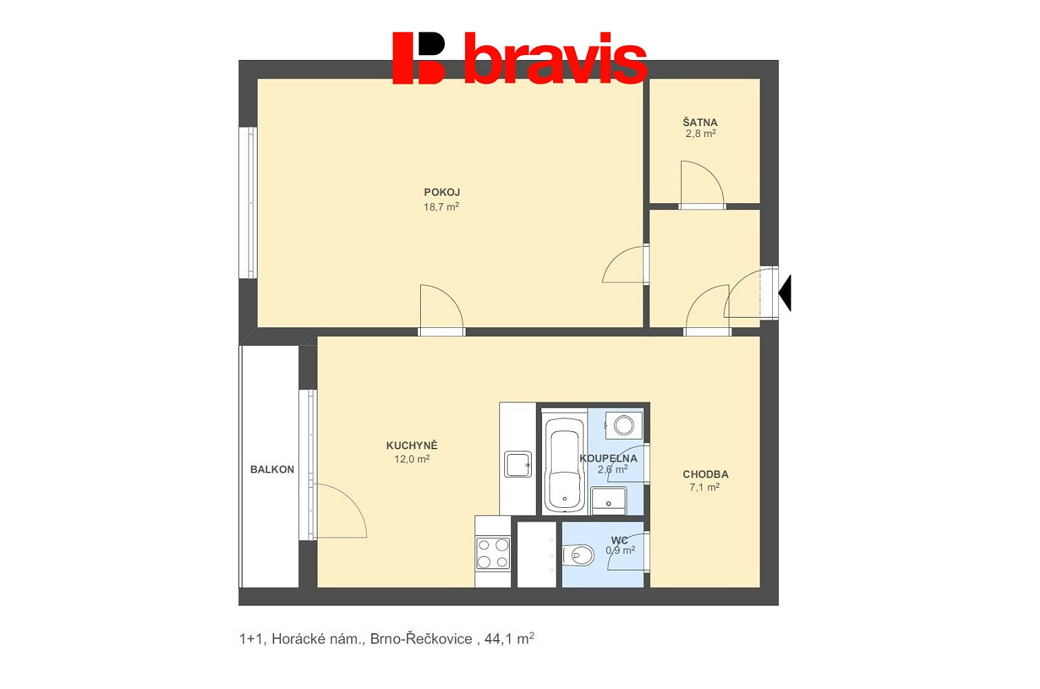 Prodej bytu 1+1 44 m² — photo 5