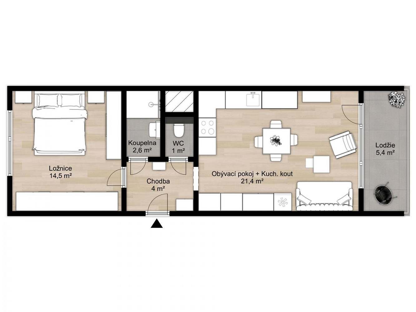 Pronájem bytu 2+kk 47 m² — photo 2