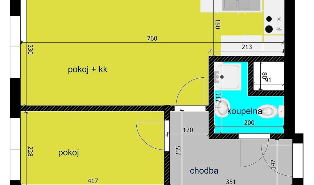 Prodej bytu 2+kk 43 m², Poděbrady – náhled fotky 3