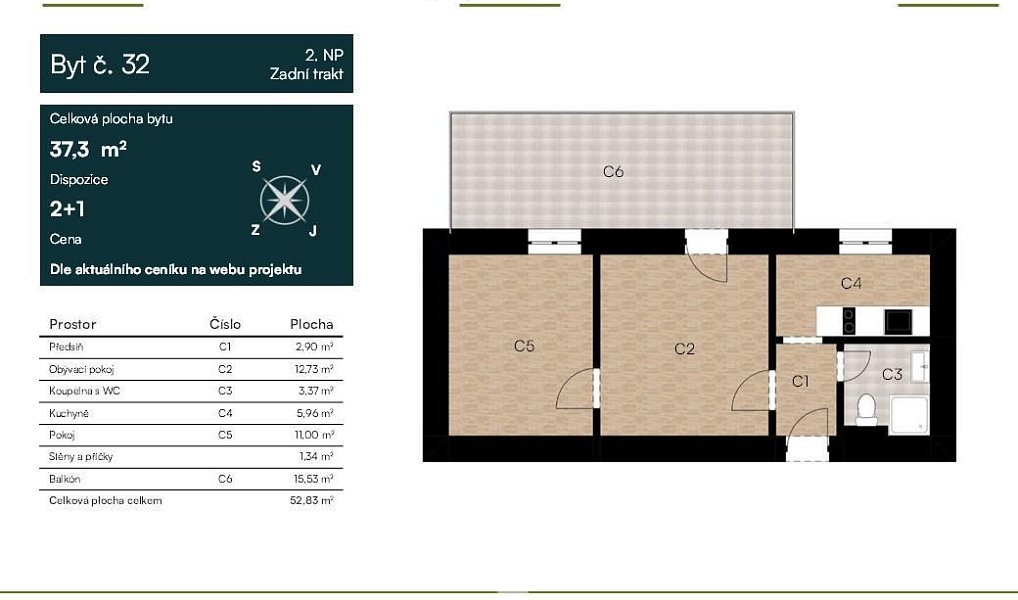 Pronájem bytu 2+1 37 m², Přerov – náhled fotky 3
