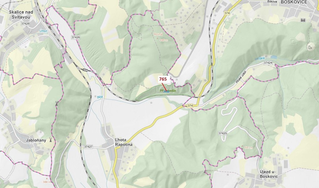 Dražba lesa, 1793 m², Blansko, Lhota Rapotina