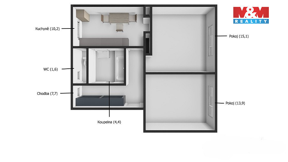 Prodej bytu 2+1 52 m² — photo 2