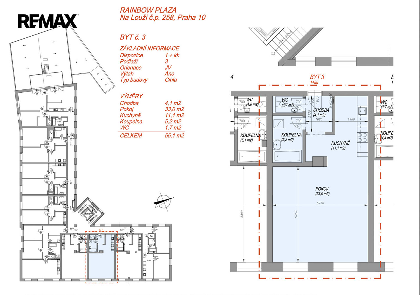 Pronájem bytu 1+kk 55 m² – fotografie 4