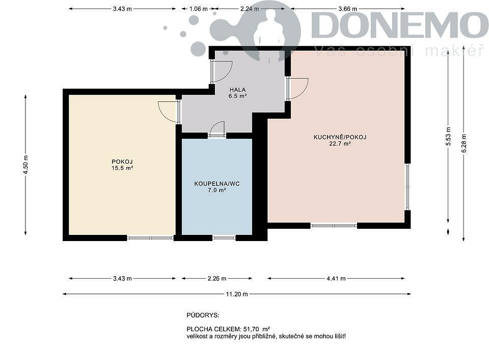 Pronájem bytu 2+kk 48 m² — photo 2