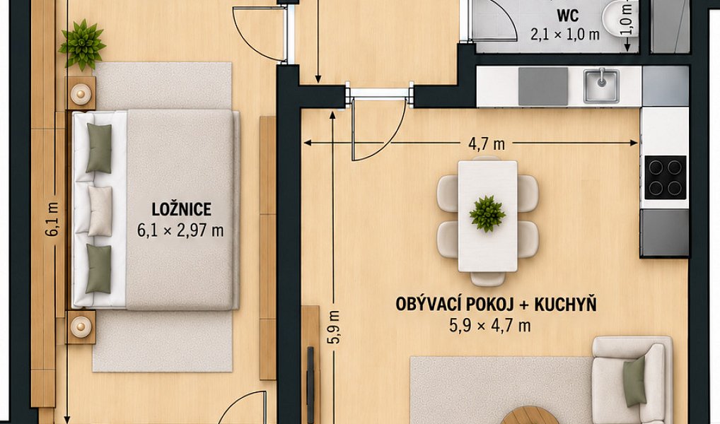 Pronájem bytu 2+kk 74 m², Olomouc – náhled fotky 5