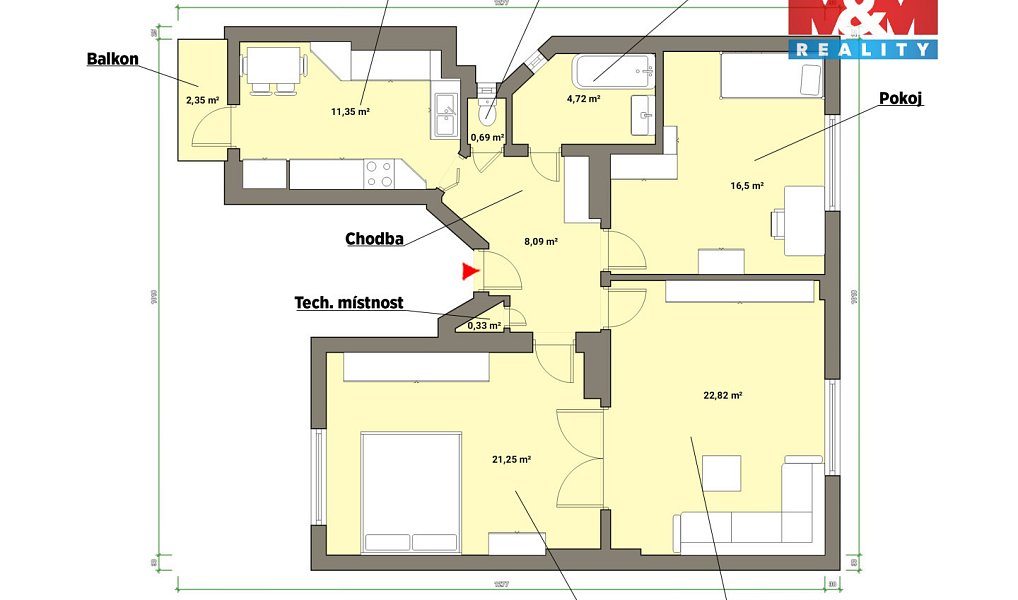 Prodej bytu 3+1 86 m², Cheb – náhled fotky 4