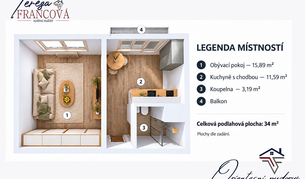 Pronájem bytu 1+1 34 m², Prostějov – náhled fotky 4