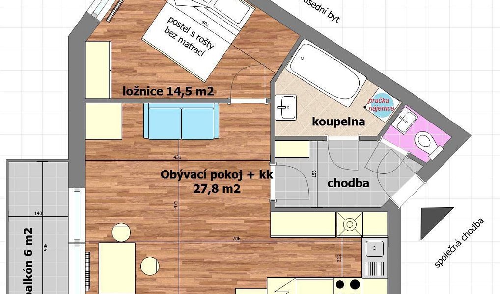 Pronájem bytu 2+kk 57 m², Olomouc – náhled fotky 3